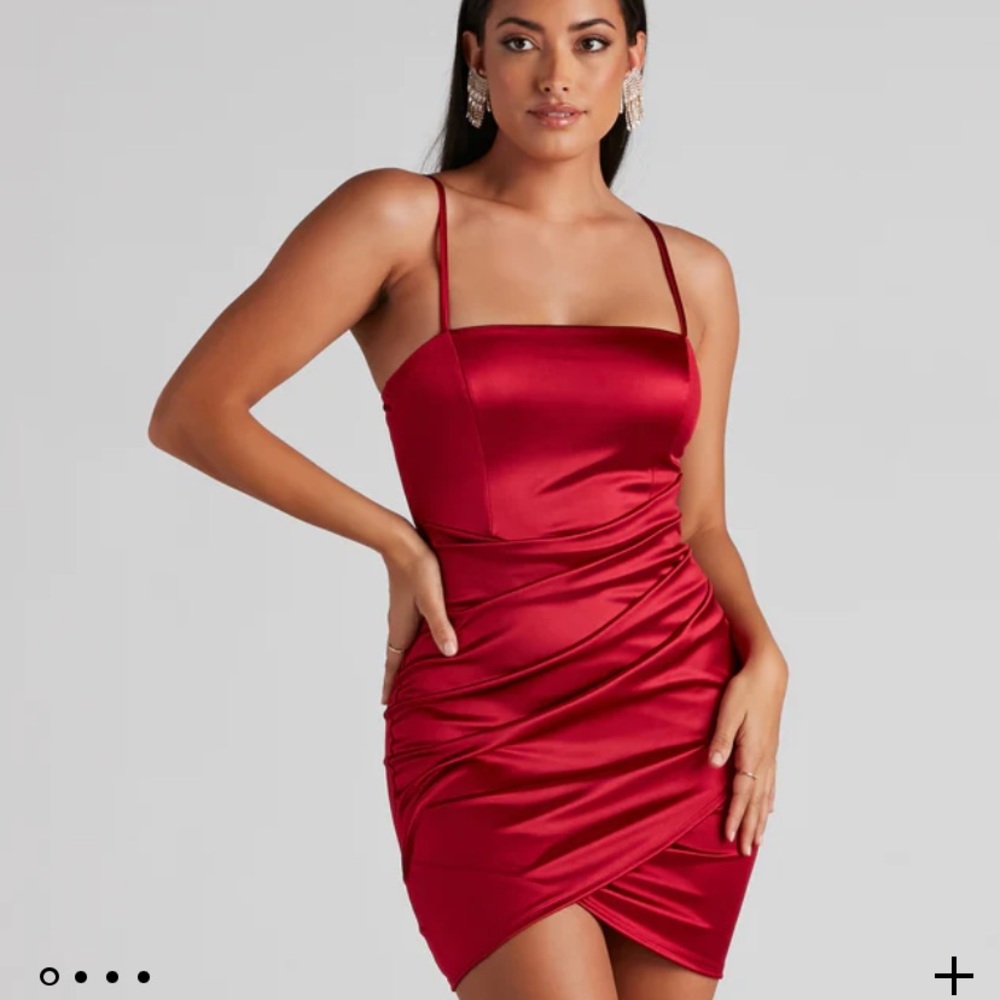Red satin dress
